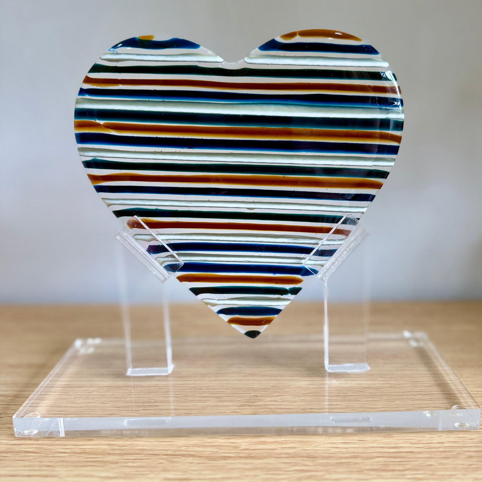 Striped Glass Heart Sculpture