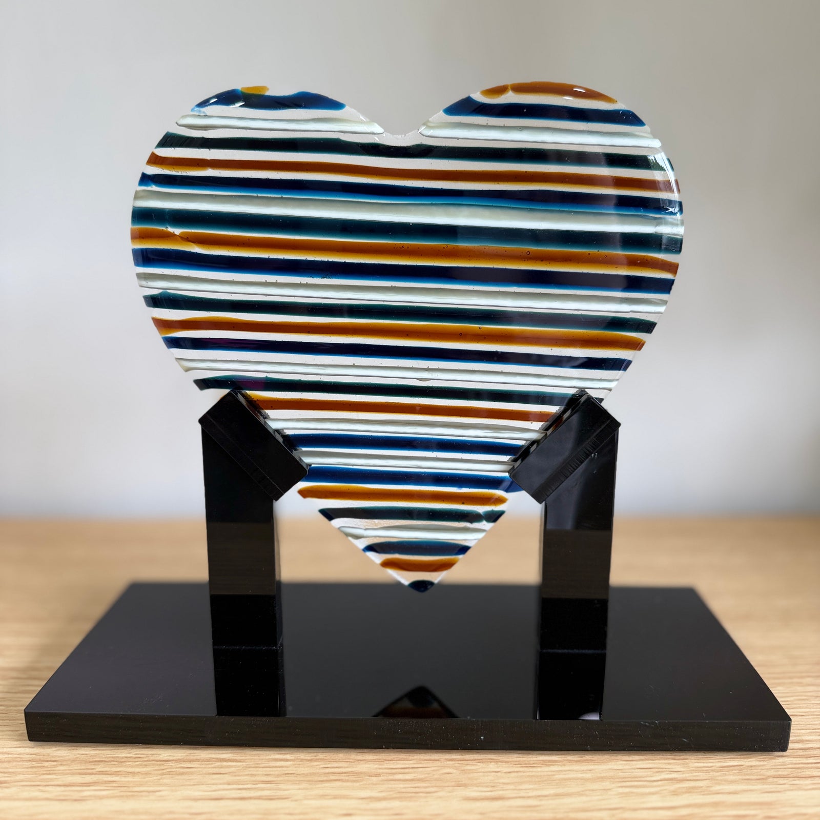 Striped Glass Heart Sculpture