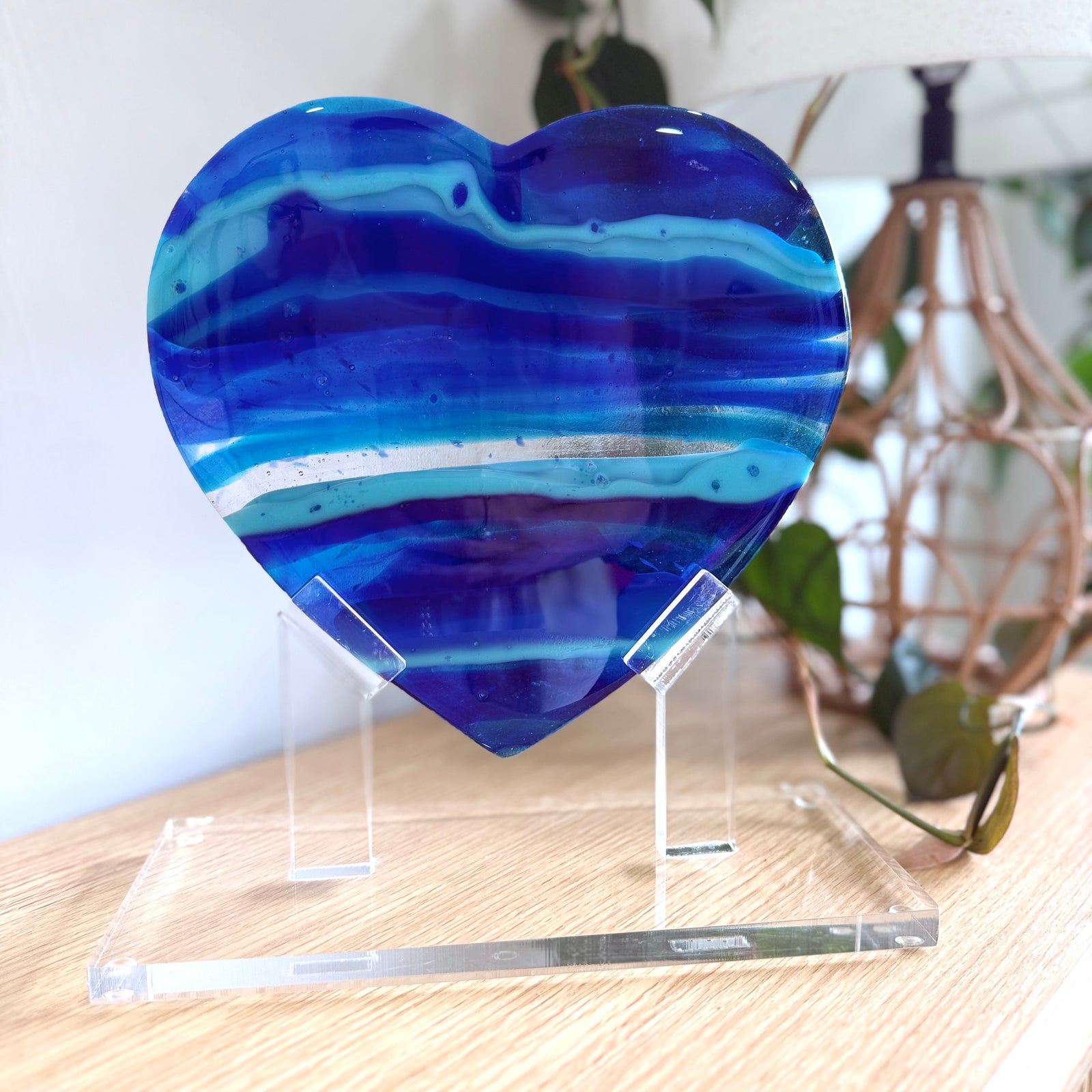 Blue Latitude Heart Sculpture