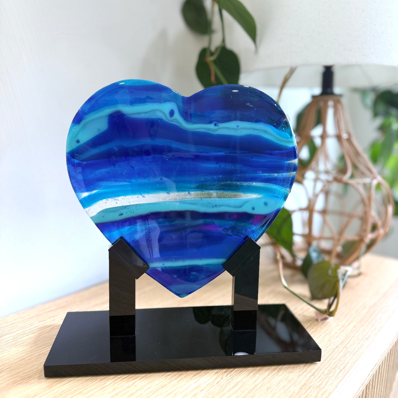 Blue Latitude Heart Sculpture