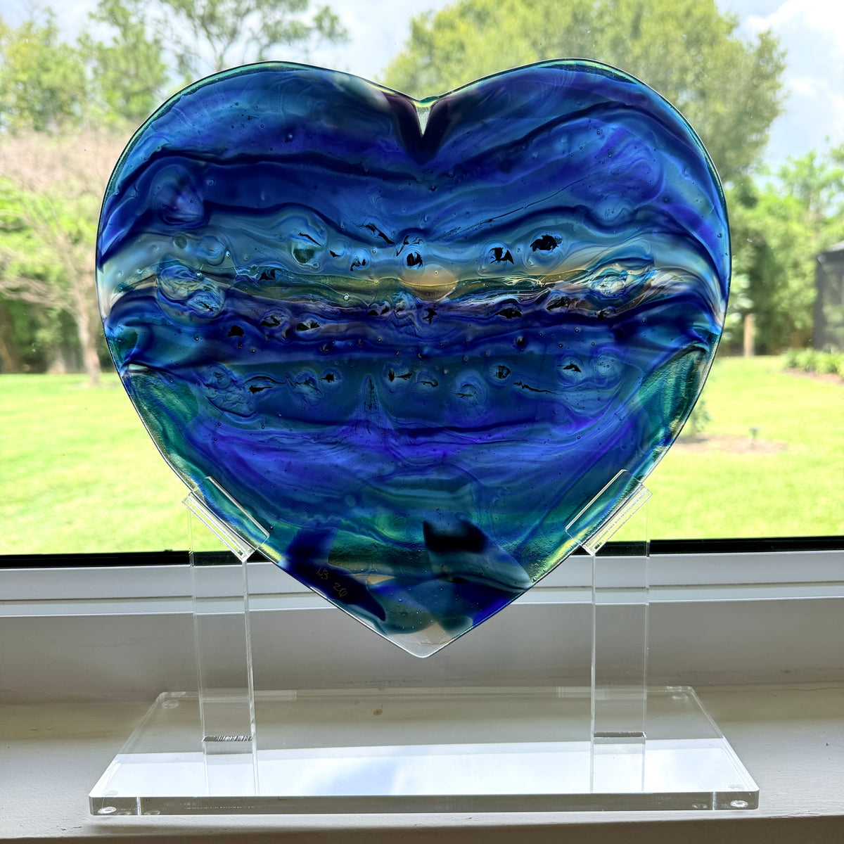XL Blue Banded Heart