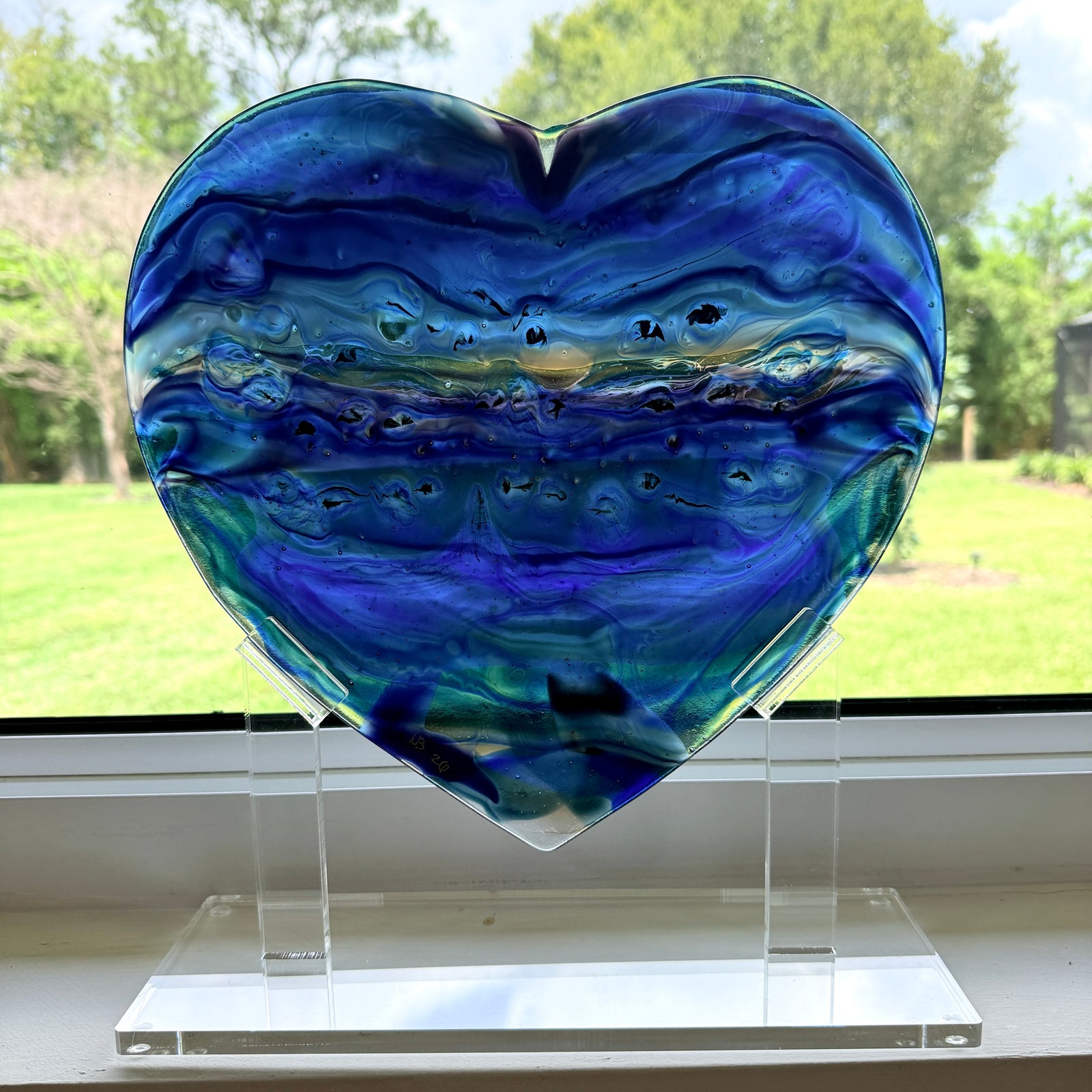XL Blue Banded Heart