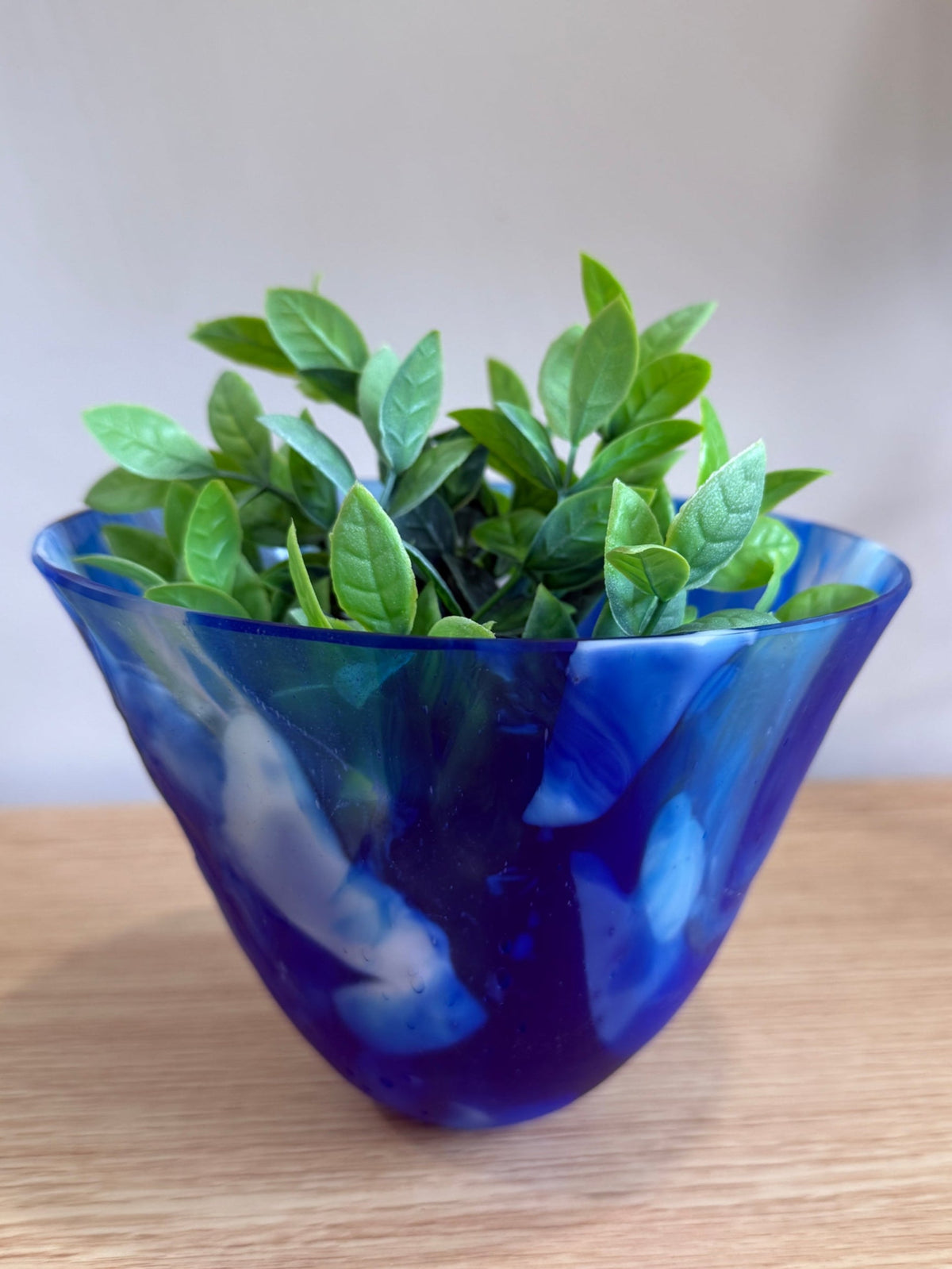 Blue &amp; White Marbled Vase