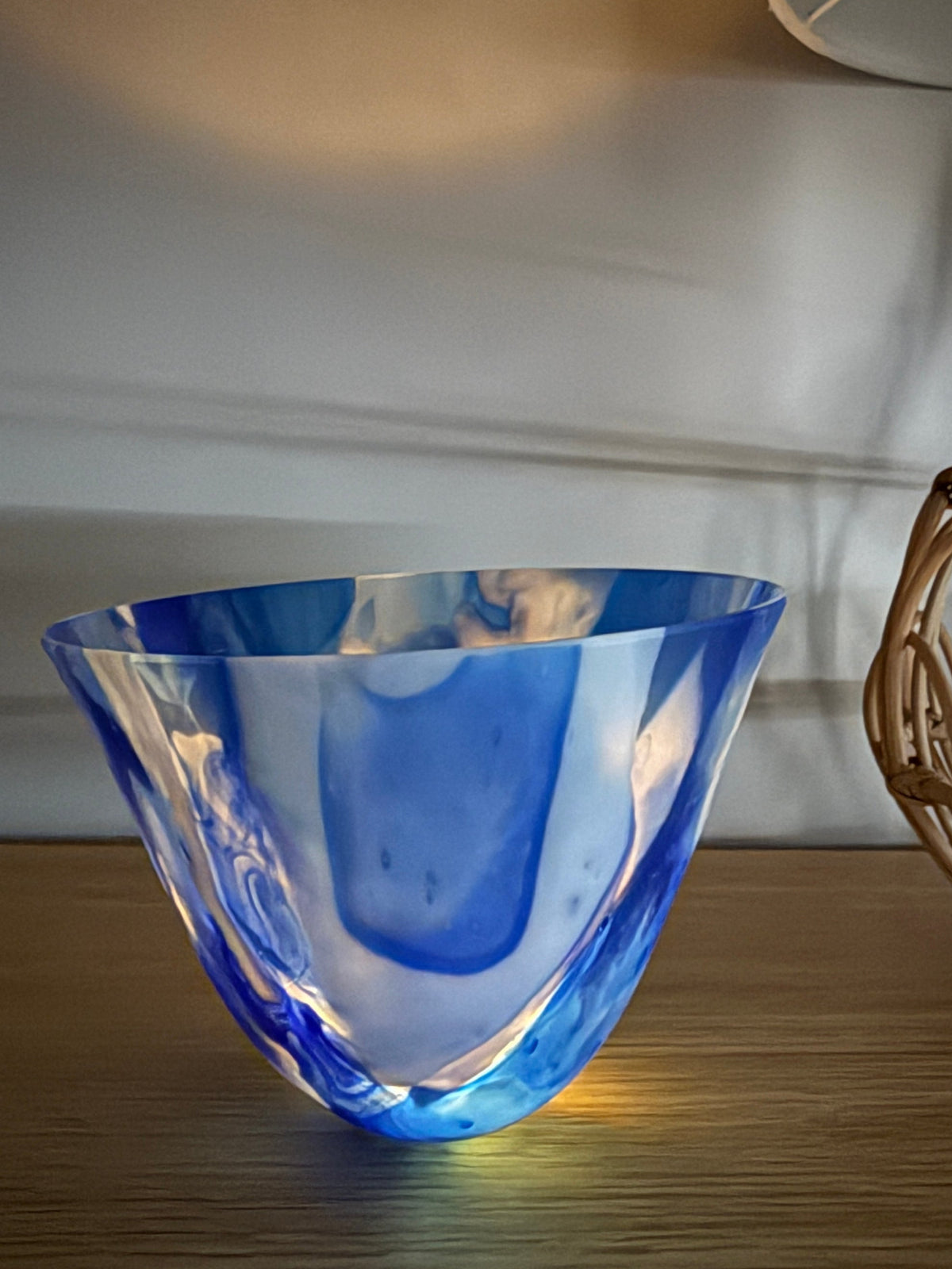 Blue &amp; White Marbled Vase