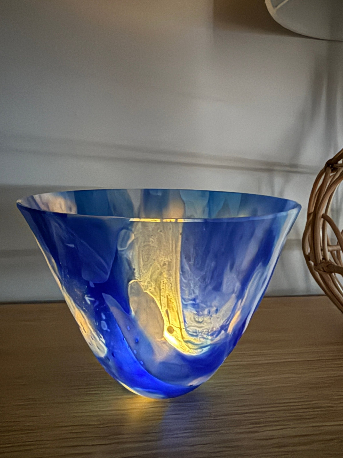 Blue &amp; White Marbled Vase
