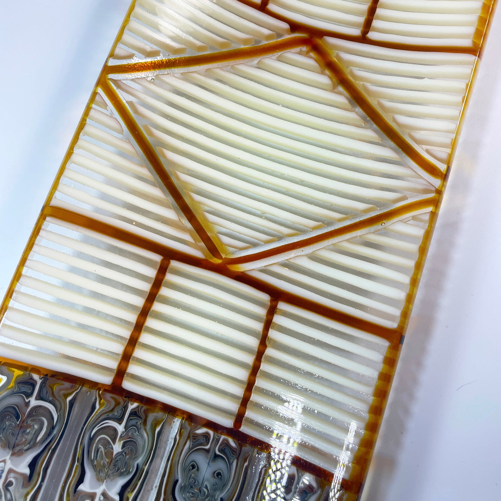 Nomad Striped Fused Glass Decorative Tray