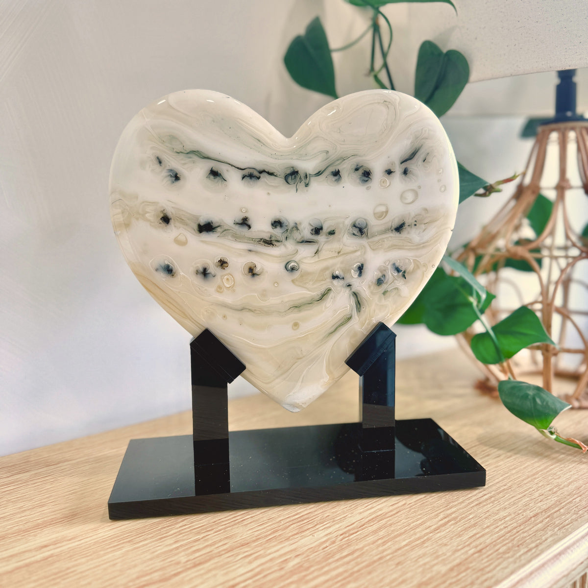 Neutral Glass Heart Sculpture