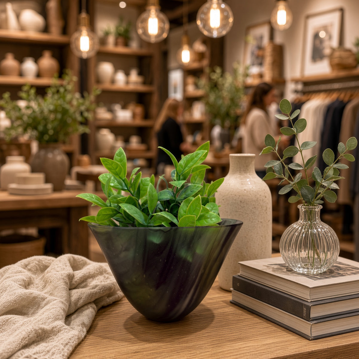 Black & Green Smokey Vase
