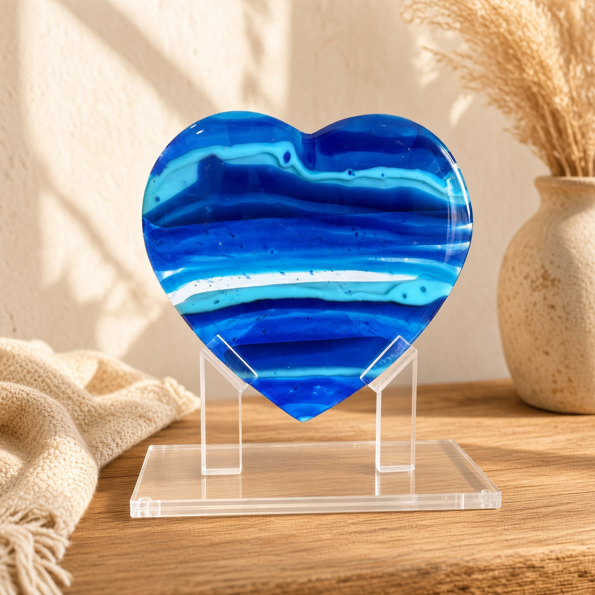 Blue Latitude Heart Sculpture