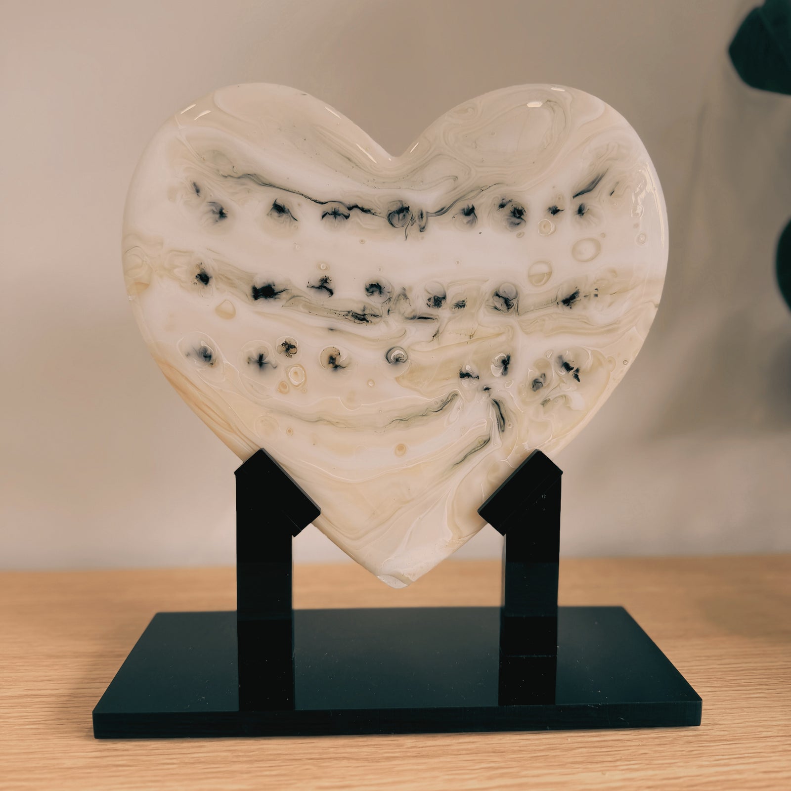 Neutral Glass Heart Sculpture