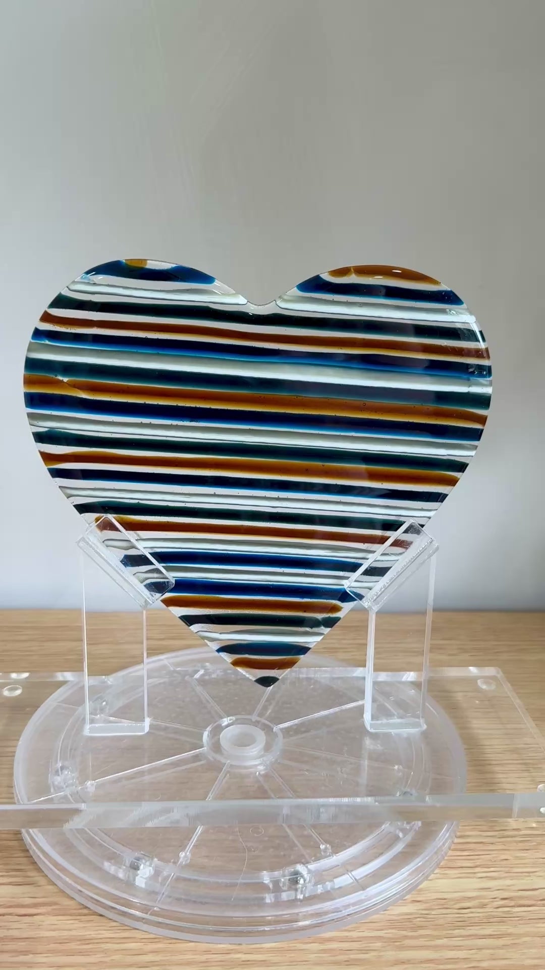Striped Glass Heart Sculpture