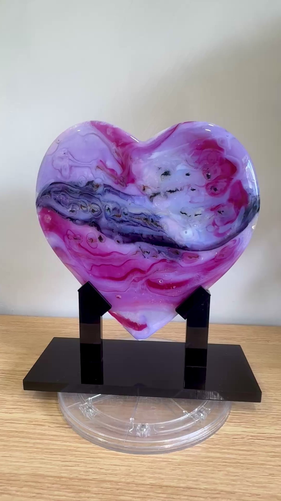Pink Lavender Glass Heart Sculpture