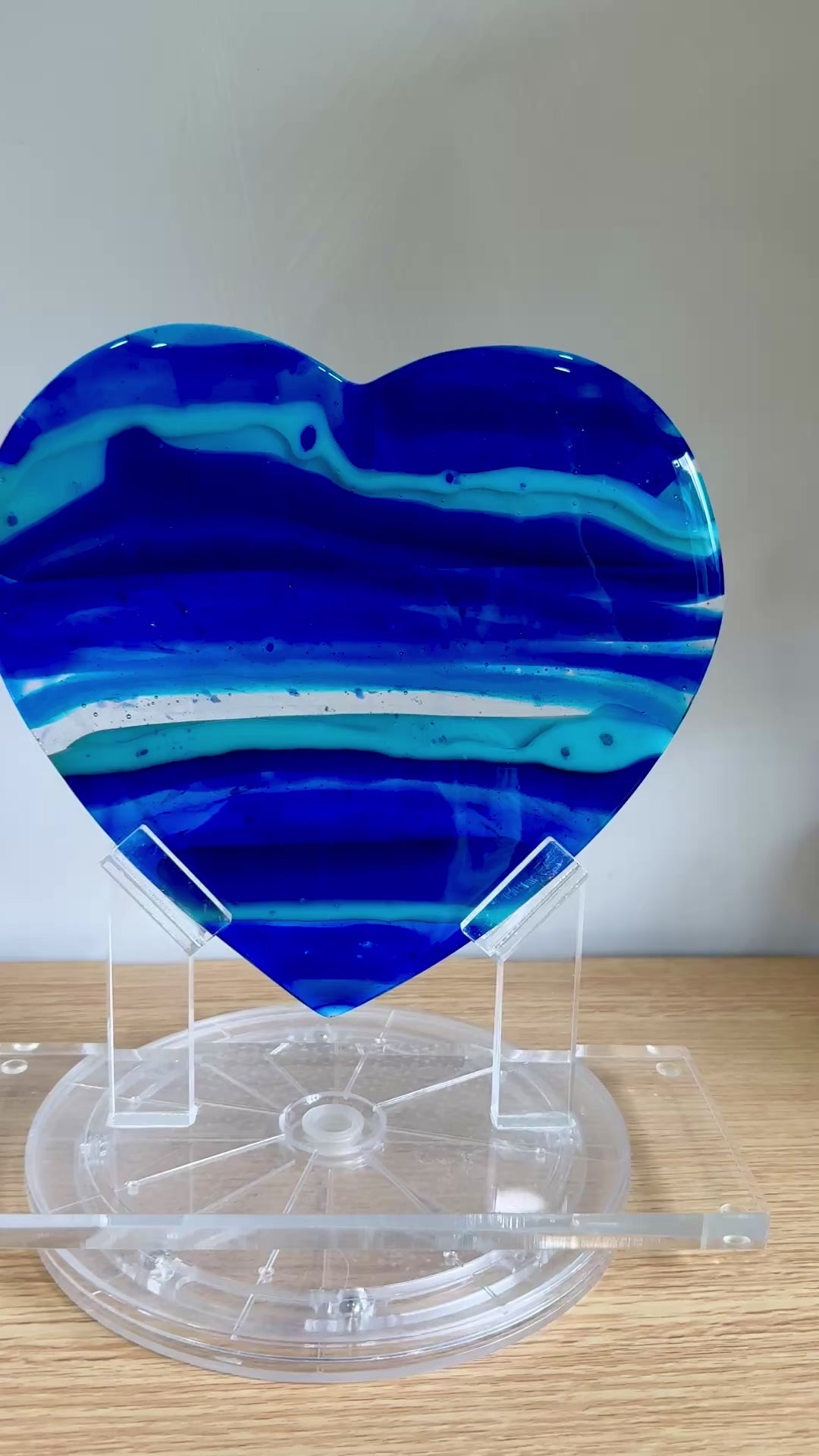 Blue Latitude Heart Sculpture