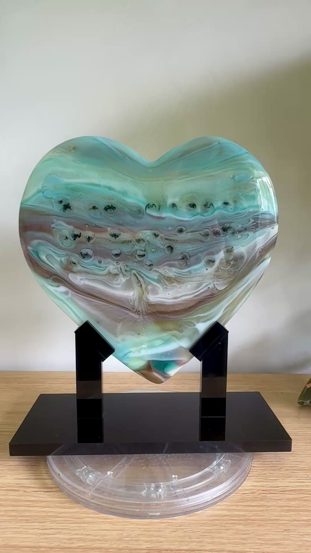 Coastal Glass Heart Sculpture