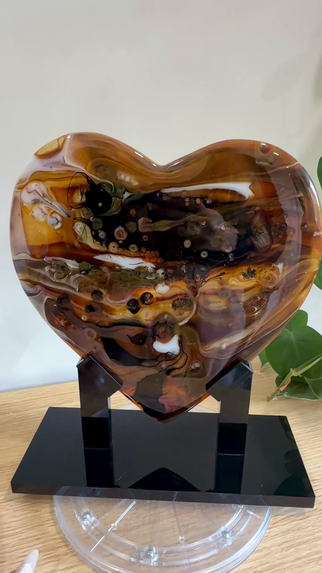 Espresso Glass Heart Sculpture