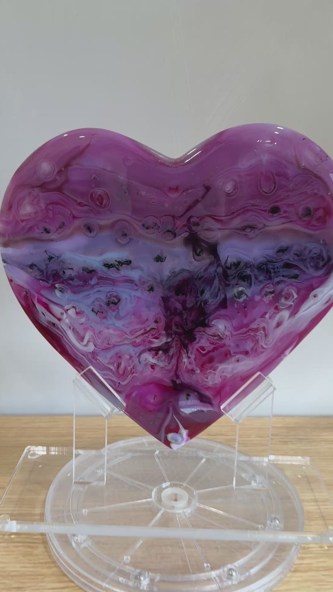 Pink Glass Heart Sculpture