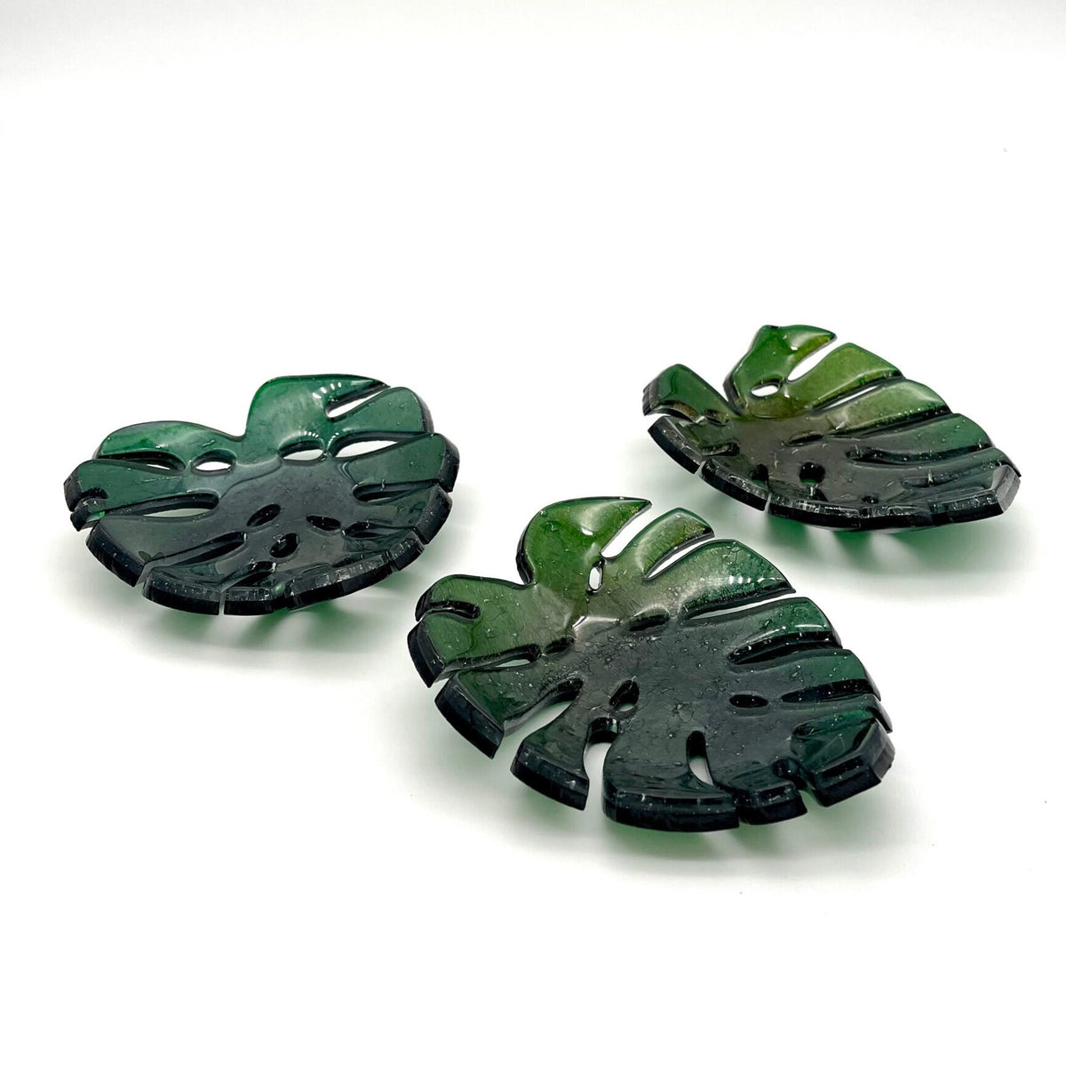 Iridescent Green Monstera Mini Dishes - Decorative View