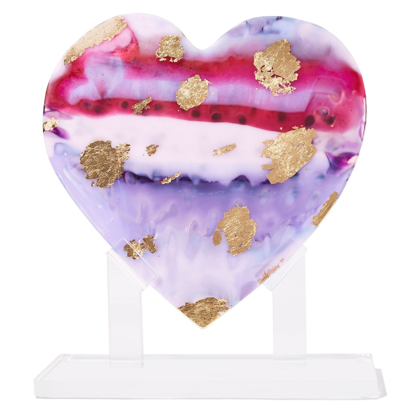 Pink Gold Heart Sculpture, Large #35