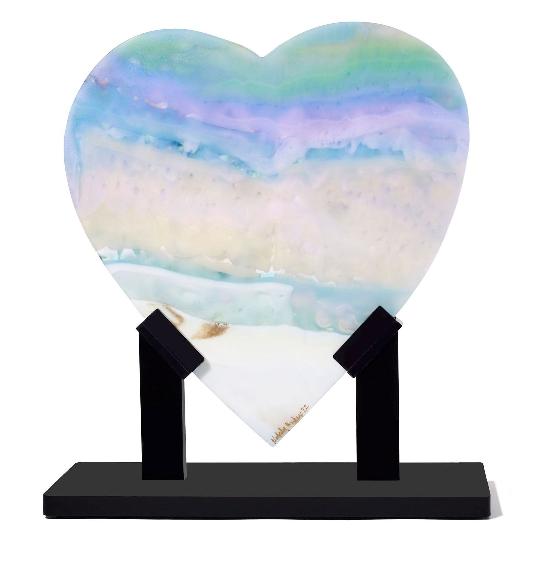 Pastel Ocean Heart Sculpture, Large #18