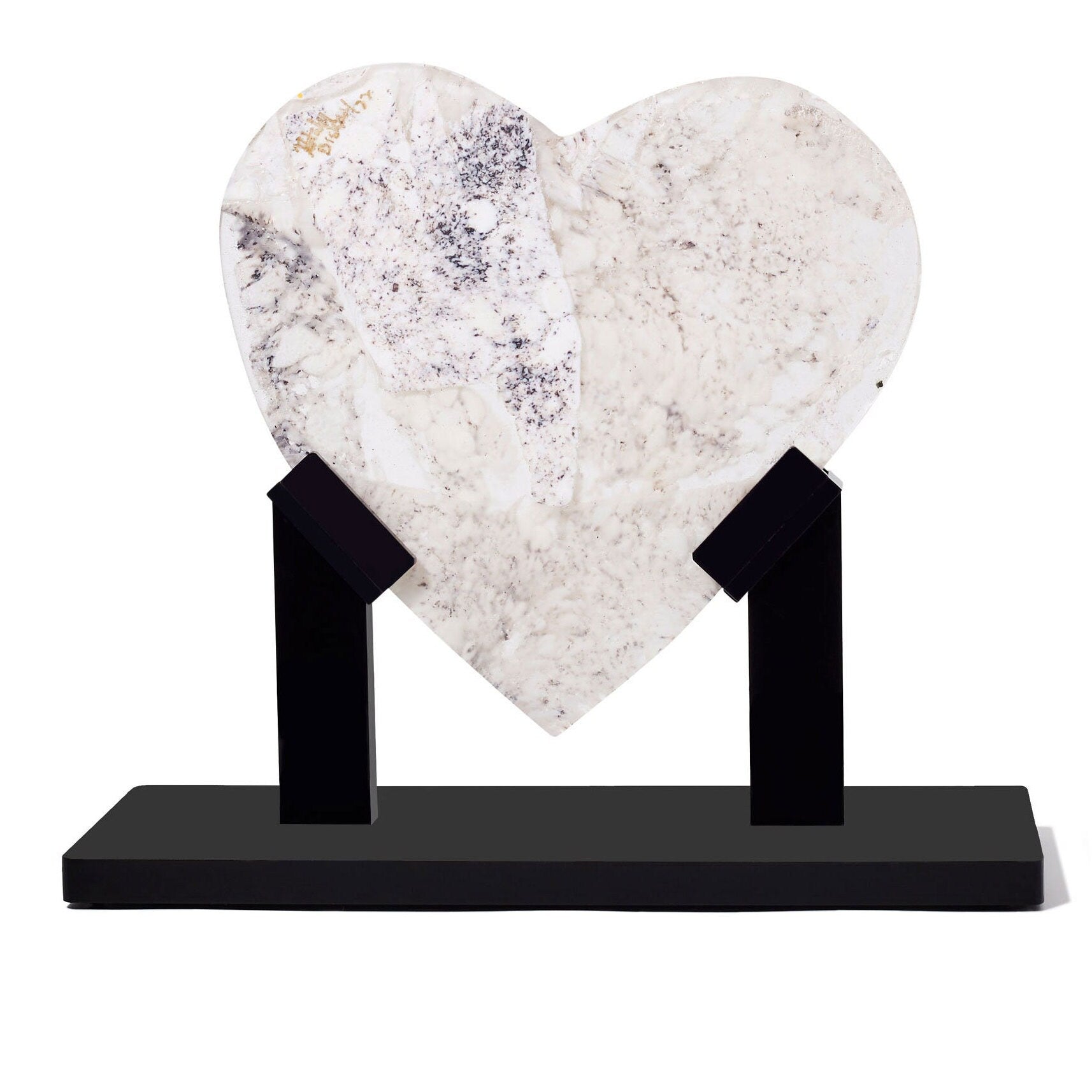 White Granite Heart Sculpture, Medium