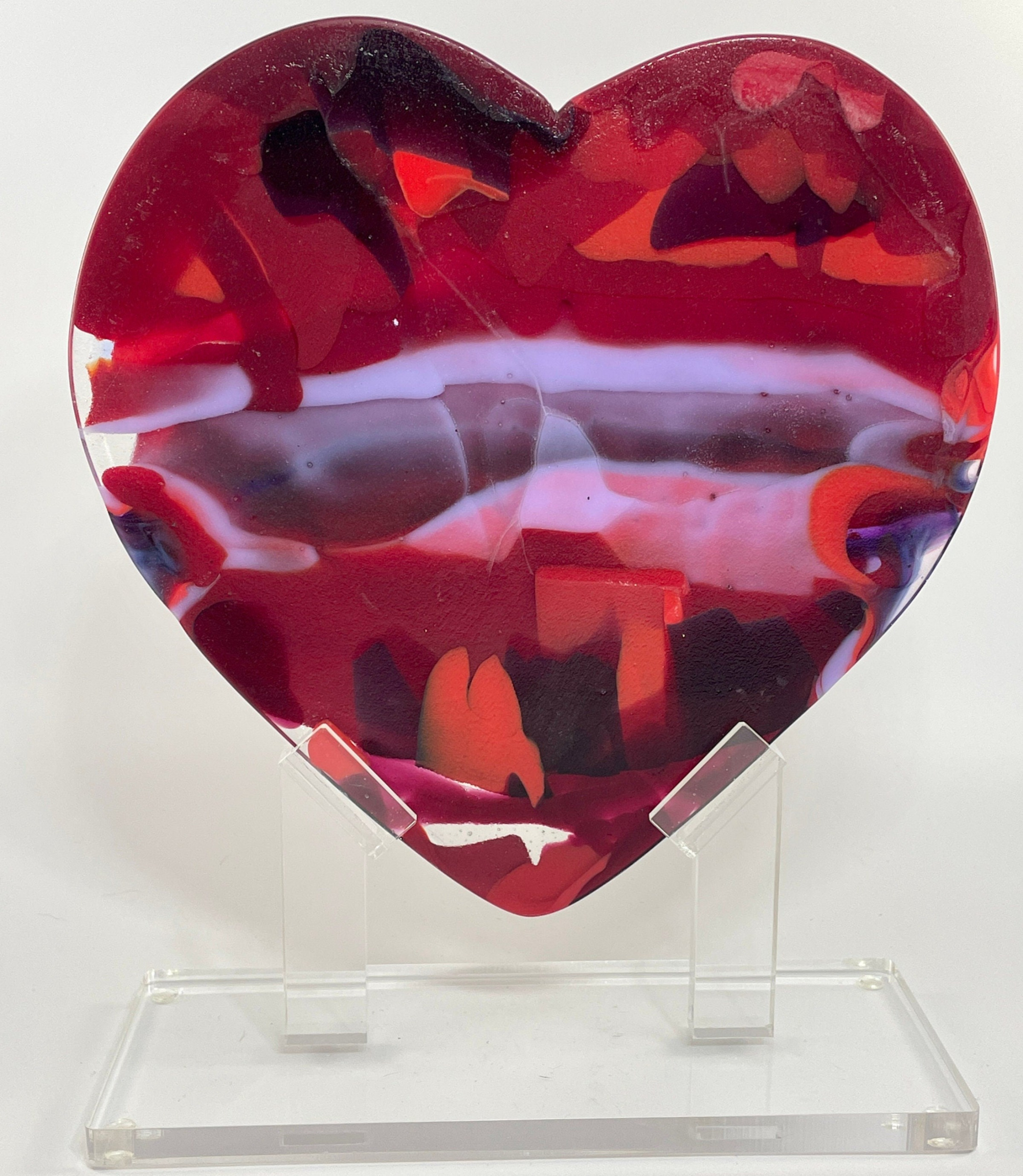 Red Planet Glass Heart Sculpture