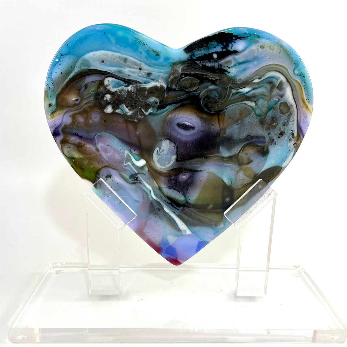 Arctic Skies Glass Heart Sculpture