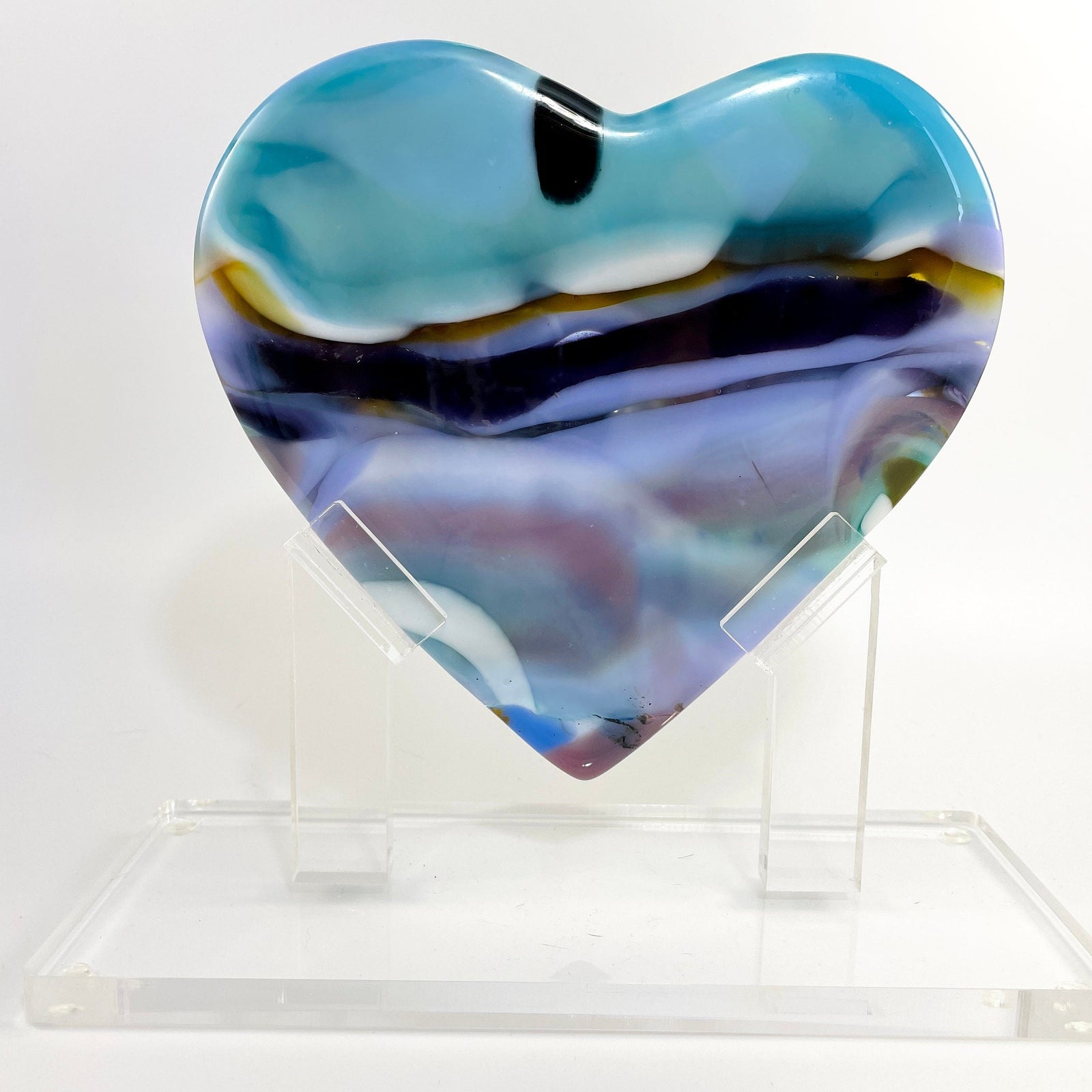 Arctic Skies Glass Heart Sculpture - heart 