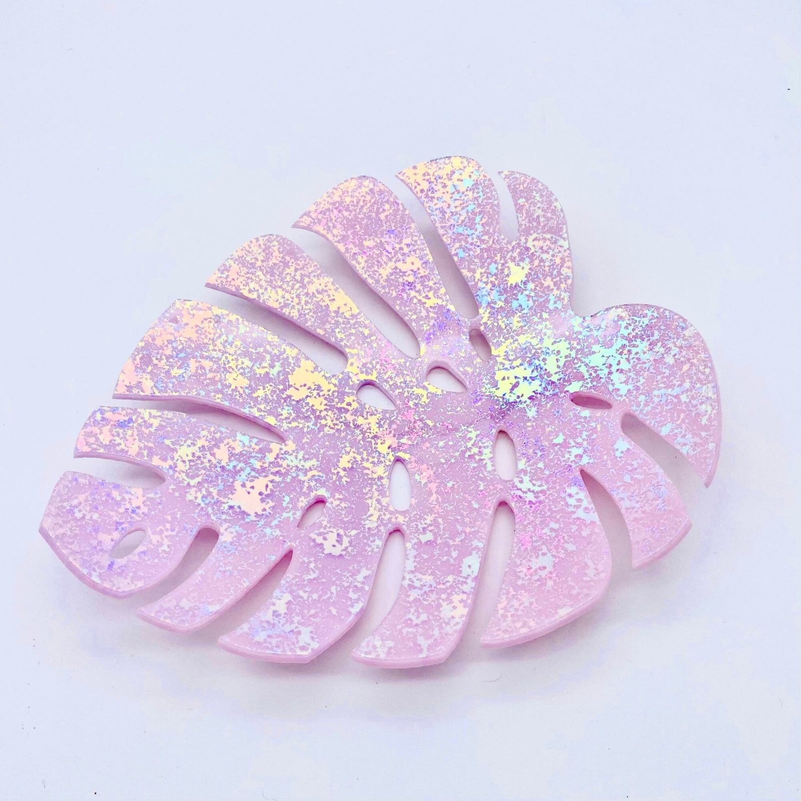 Dichroic Pink Monstera Leaf