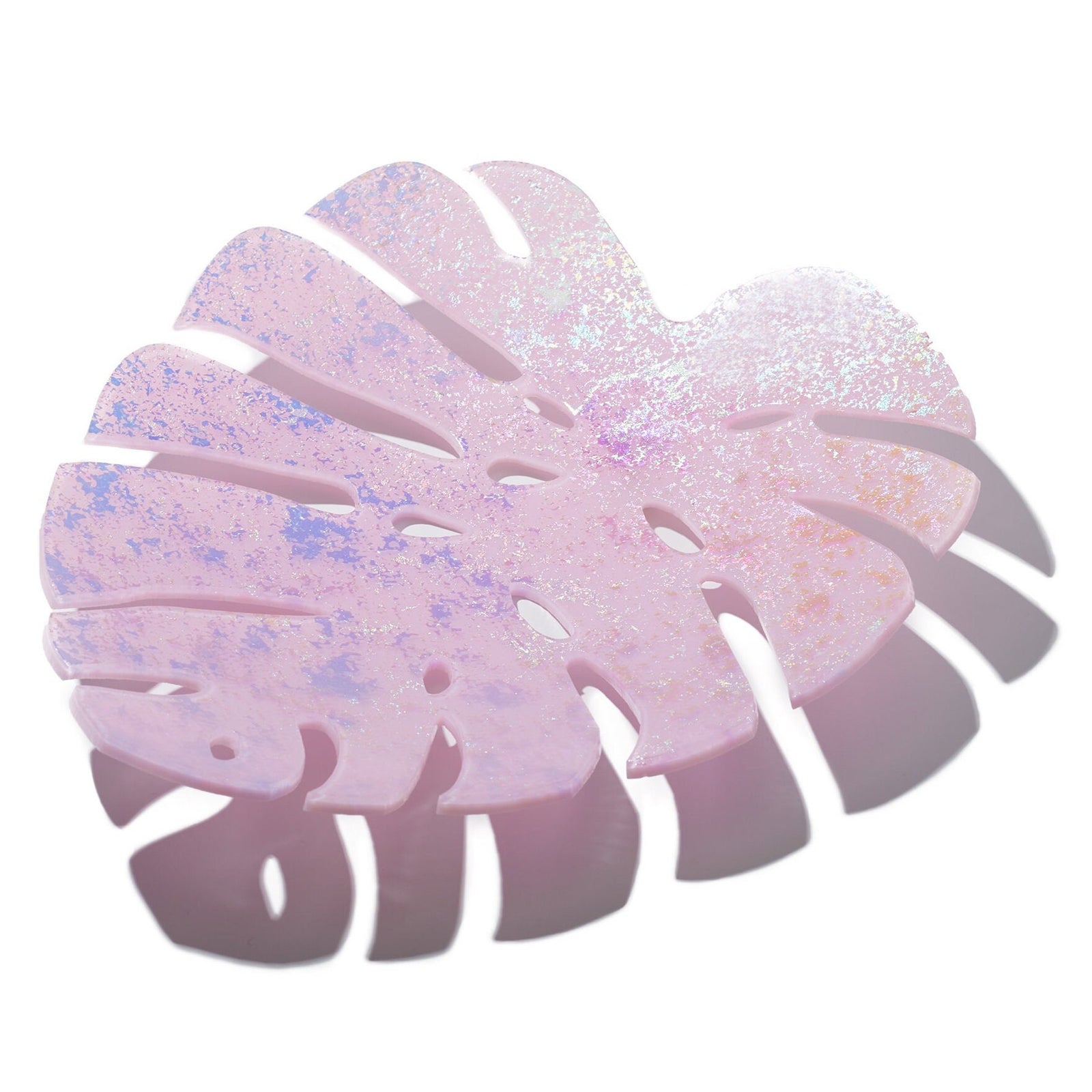 Dichroic Pink Monstera Leaf