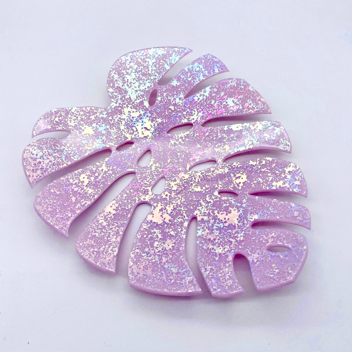 Dichroic Pink Monstera Leaf - Om Glass Art