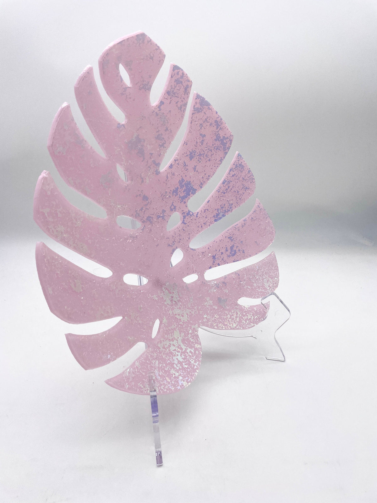 Dichroic Pink Monstera Leaf - Front View