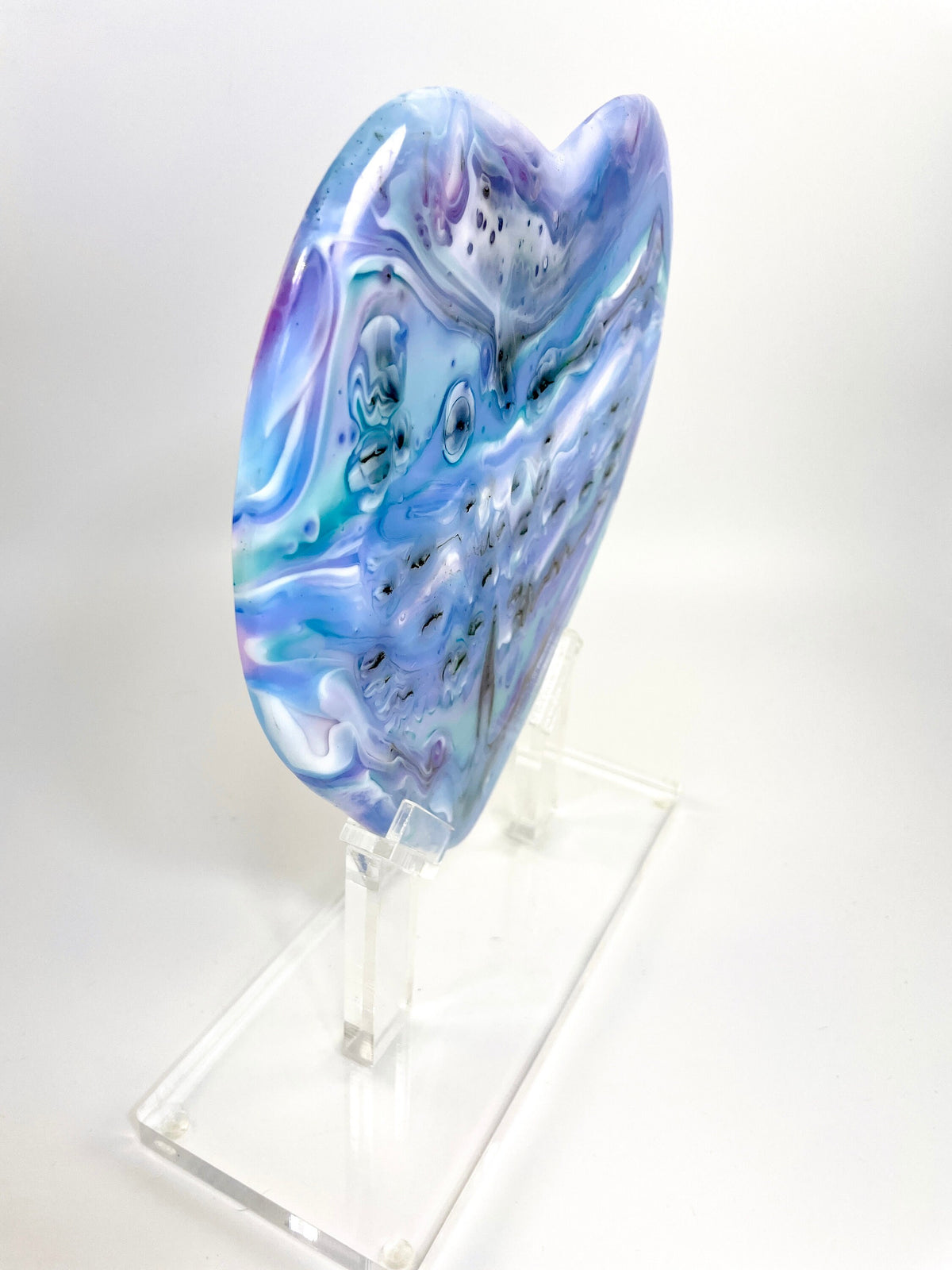 Pastel Comet Glass Heart Sculpture