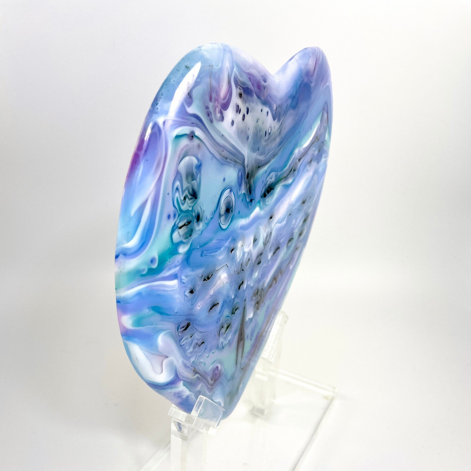 Pastel Comet Glass Heart Sculpture