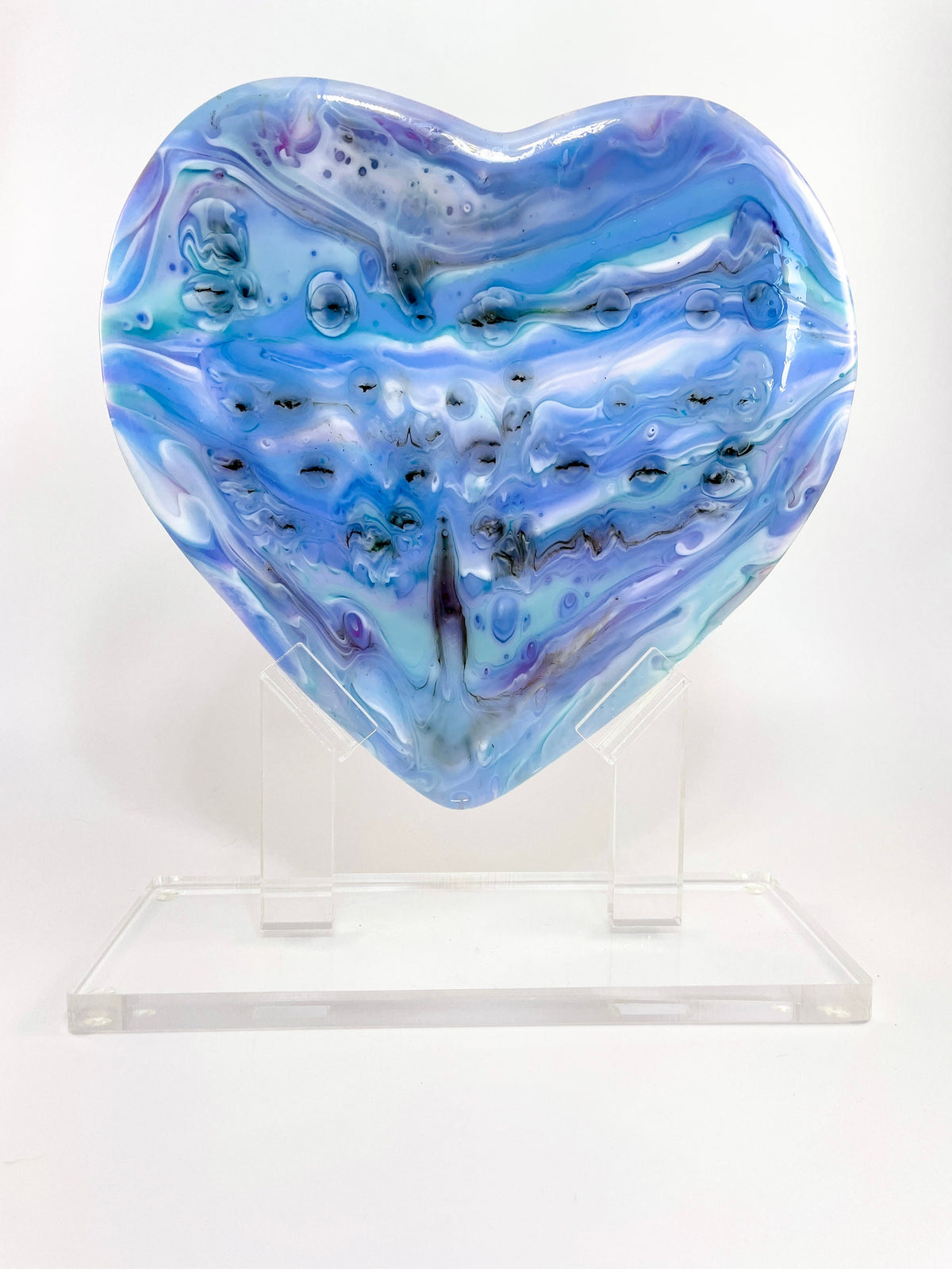 Pastel Comet Glass Heart Sculpture