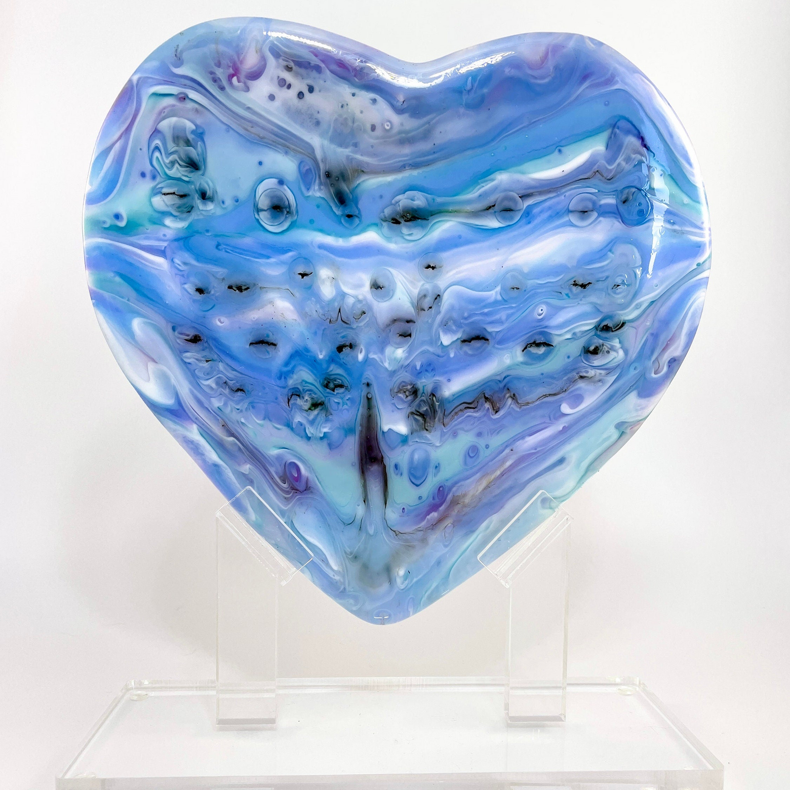 Pastel Comet Glass Heart Sculpture