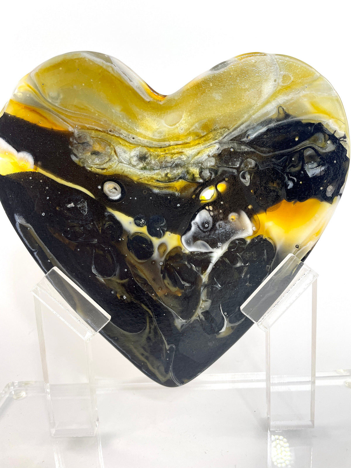 Celestial Gold Glass Heart Sculpture - Decorative View