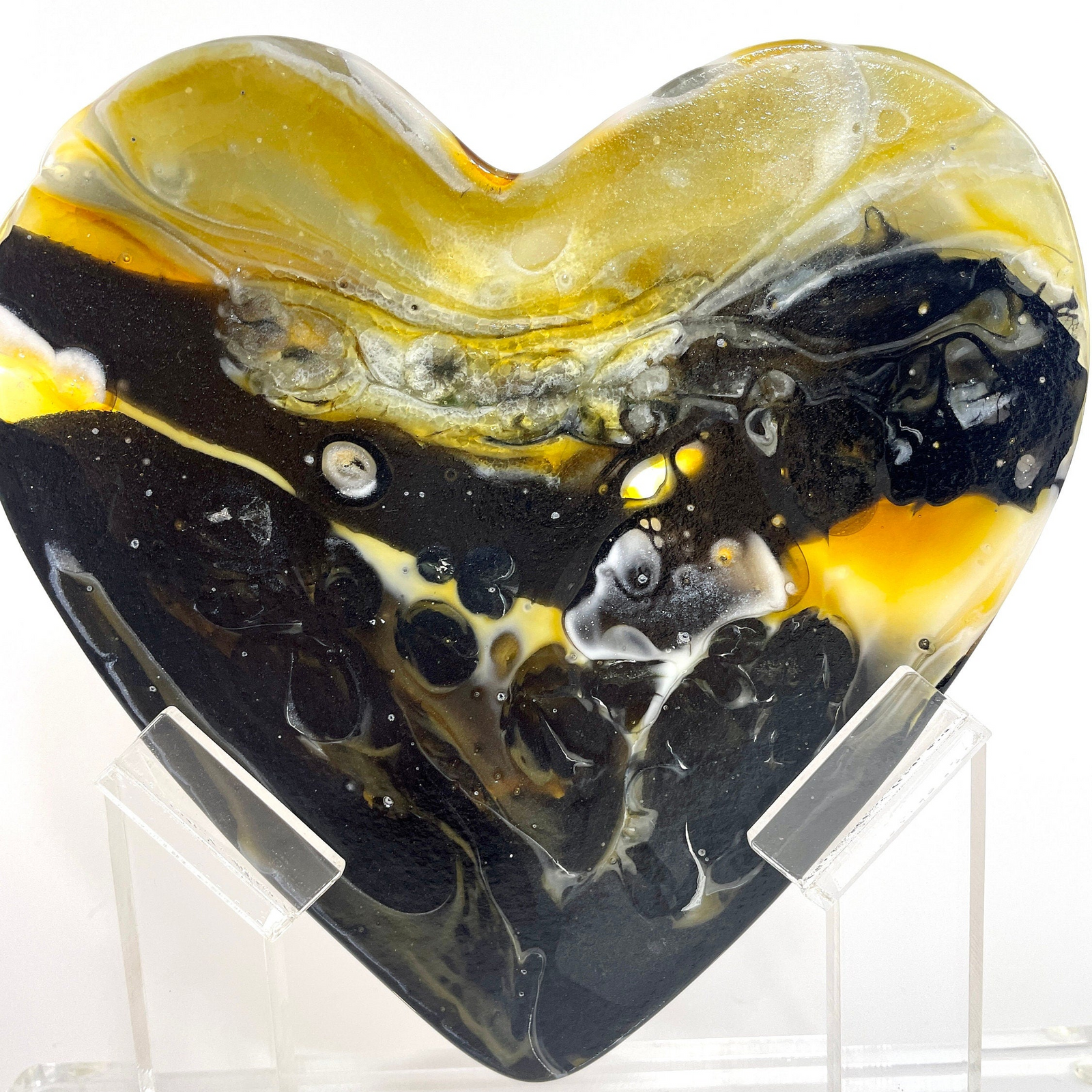 Celestial Gold Glass Heart Sculpture - Decorative View