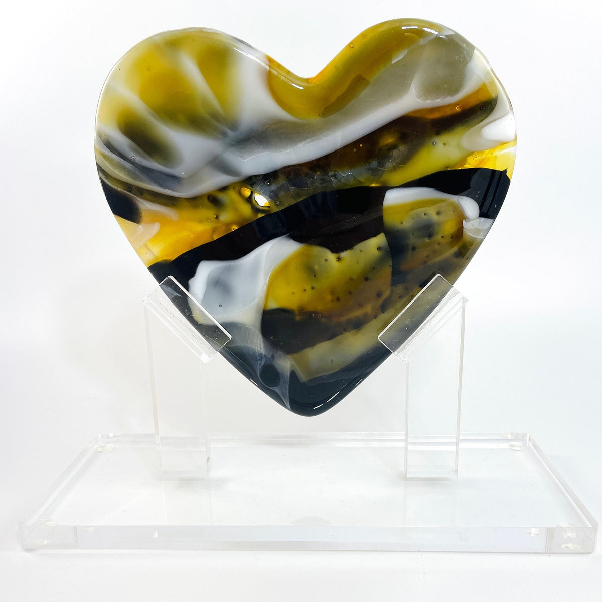 Celestial Gold Glass Heart Sculpture