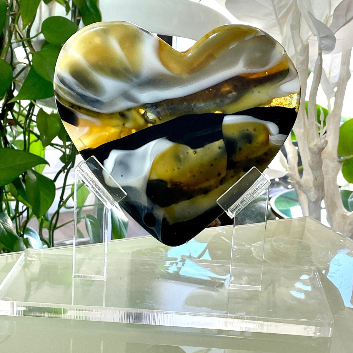 Celestial Gold Glass Heart Sculpture Product View