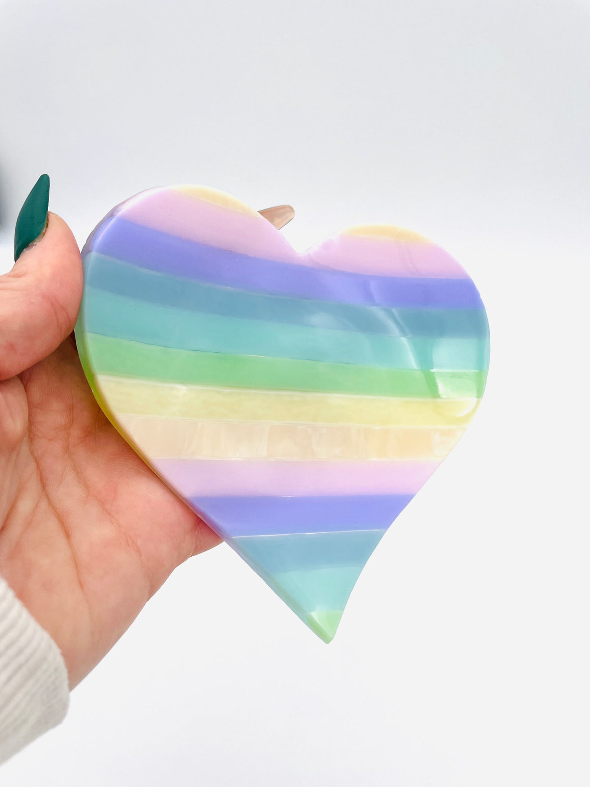 Heart Glass Dish Set, Fused Glass Rainbow Heart soap dish, Pastel Gift for Her, Pastel Rainbow Decor, Paste Heart Rainbow Ring Dishes