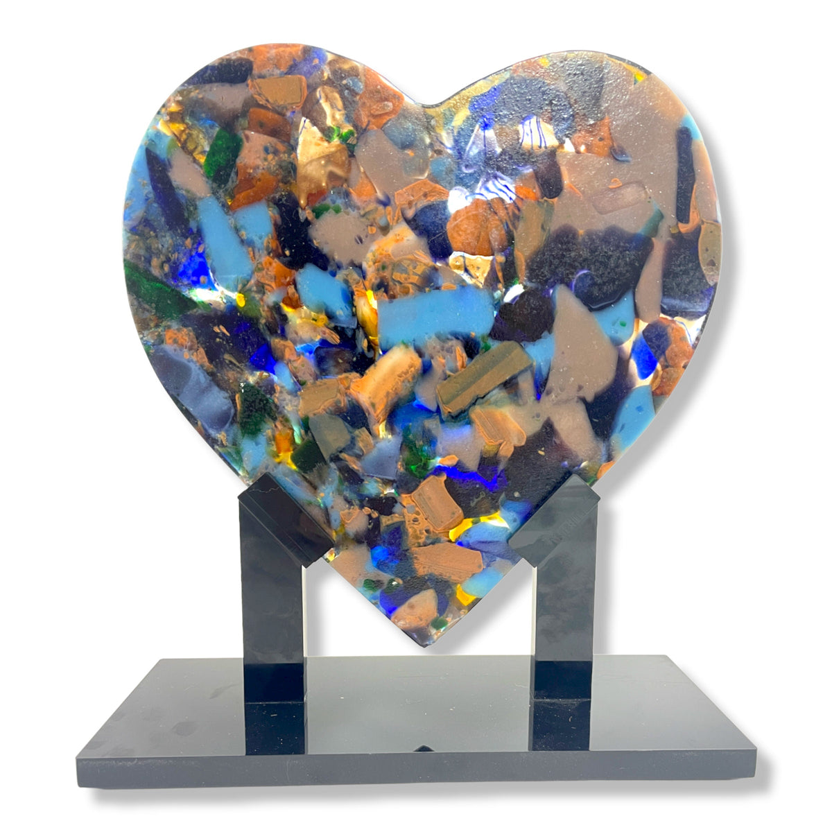glass heart sculptures