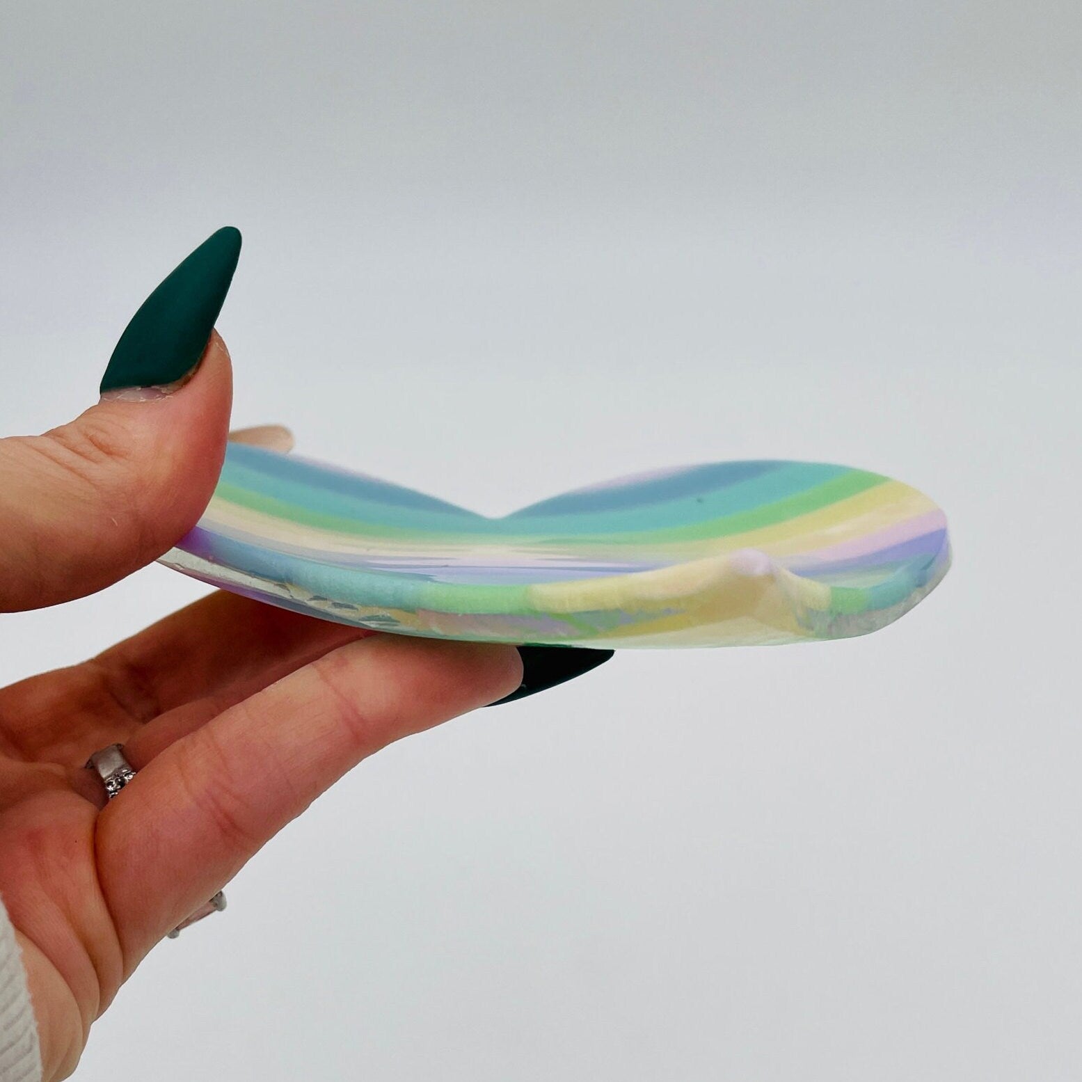 Heart Glass Dish Set, Fused Glass Rainbow Heart soap dish, Pastel Gift for Her, Pastel Rainbow Decor, Paste Heart Rainbow Ring Dishes