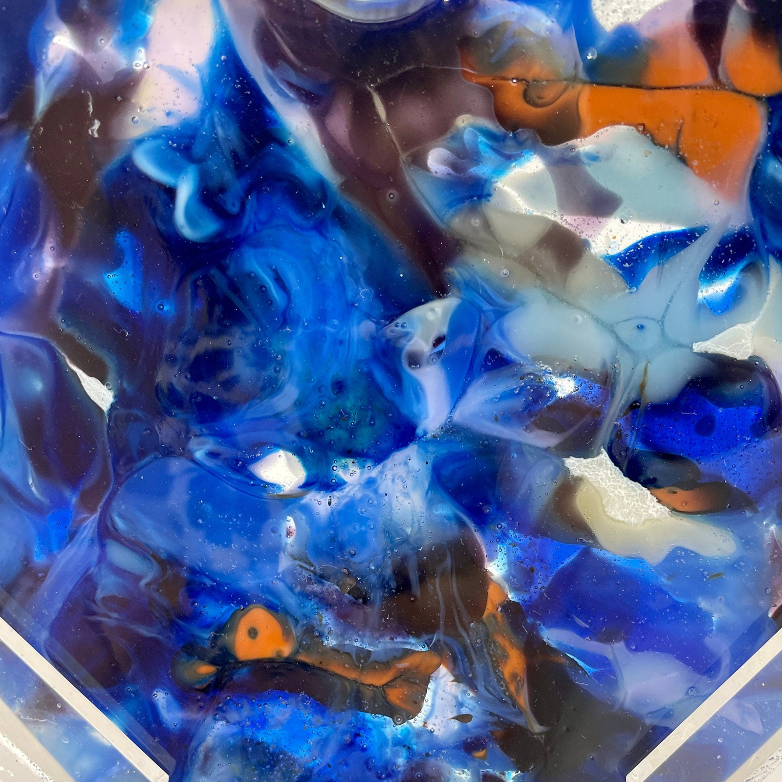 Navy Orange Sparkeling Heart Sculpture