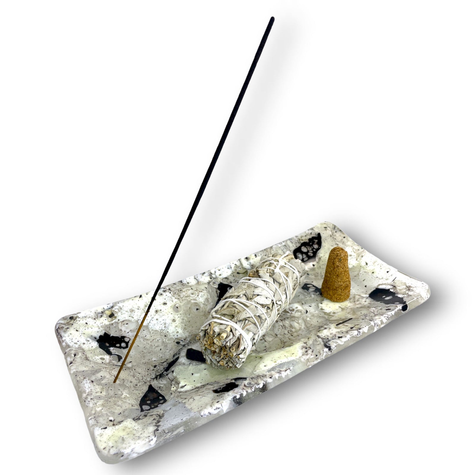 White Granite Incense Burner