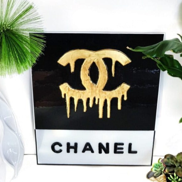 Chanel Dripping 24K Gold - OMGlass Art by Nataly Biskay
