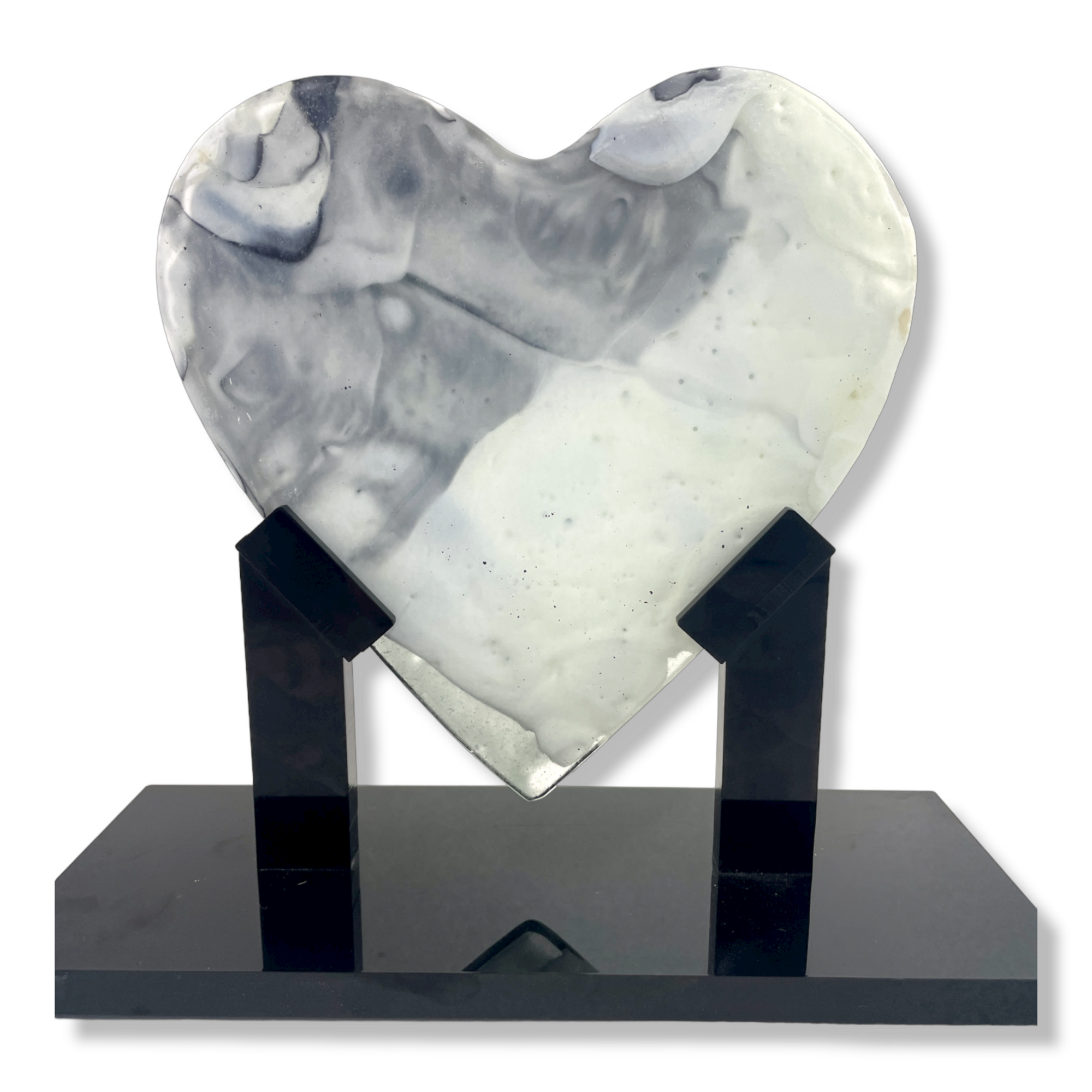 Winter Storm Glass Heart Sculpture