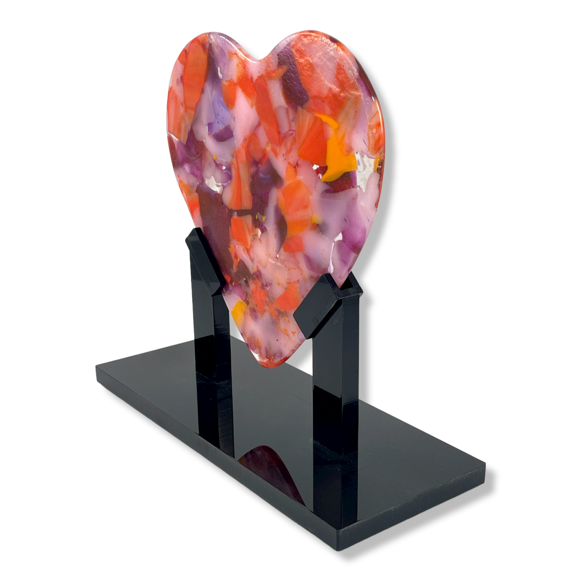 Summer Roses Glass Heart Sculpture