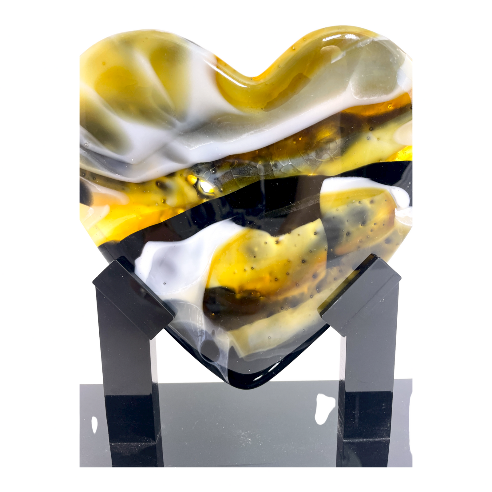 Celestial Gold Glass Heart Sculpture - Art View