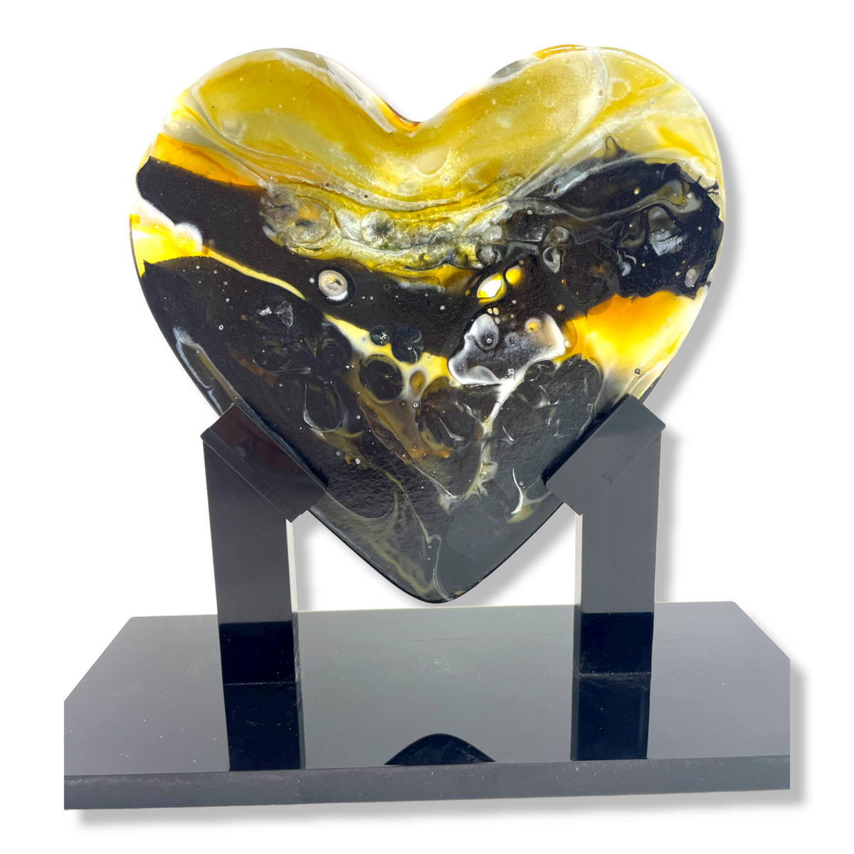 Celestial Gold Glass Heart Sculpture  Img