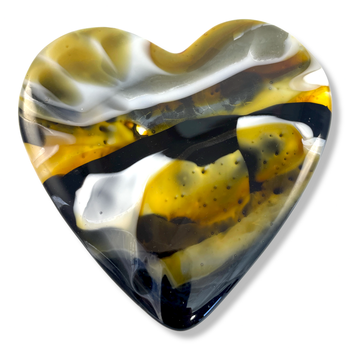Celestial Gold Glass Heart Sculpture 